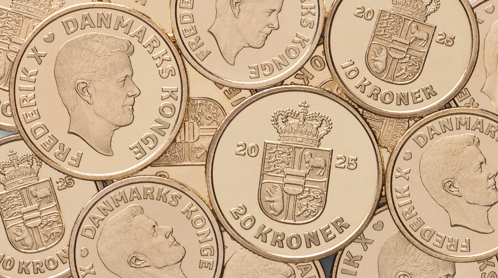 Billede af de nye mønter